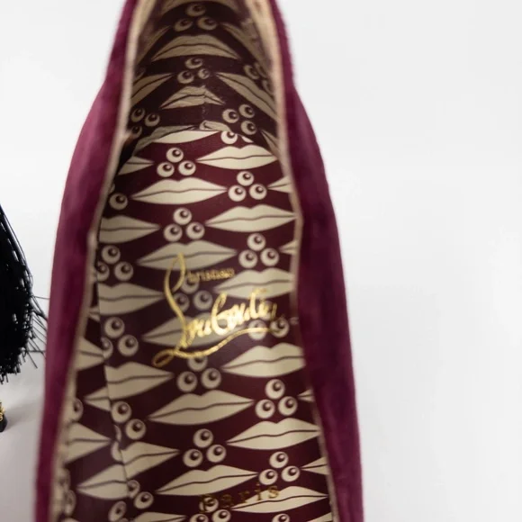 Christian Louboutin Hot Kiss T’s Burgundy Velvet Stiletto Heels Size 38 EU - Picture 3 of 8